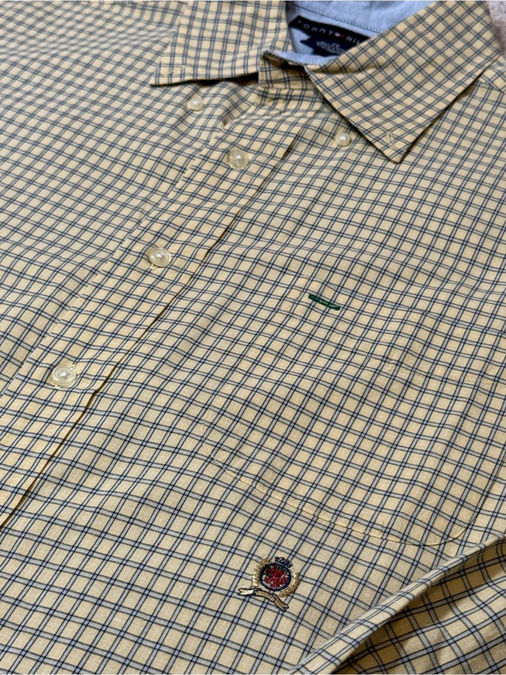 Vintage Y2K Tommy Hilfiger Plaid Shirt L Crest Preppy Old Money 2000
